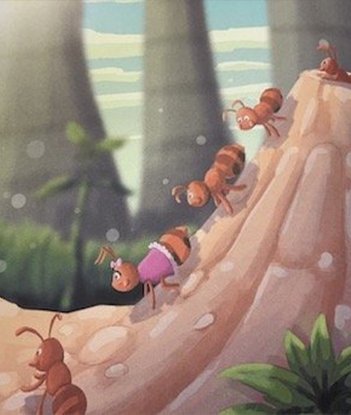 The ants crawled out of their nest